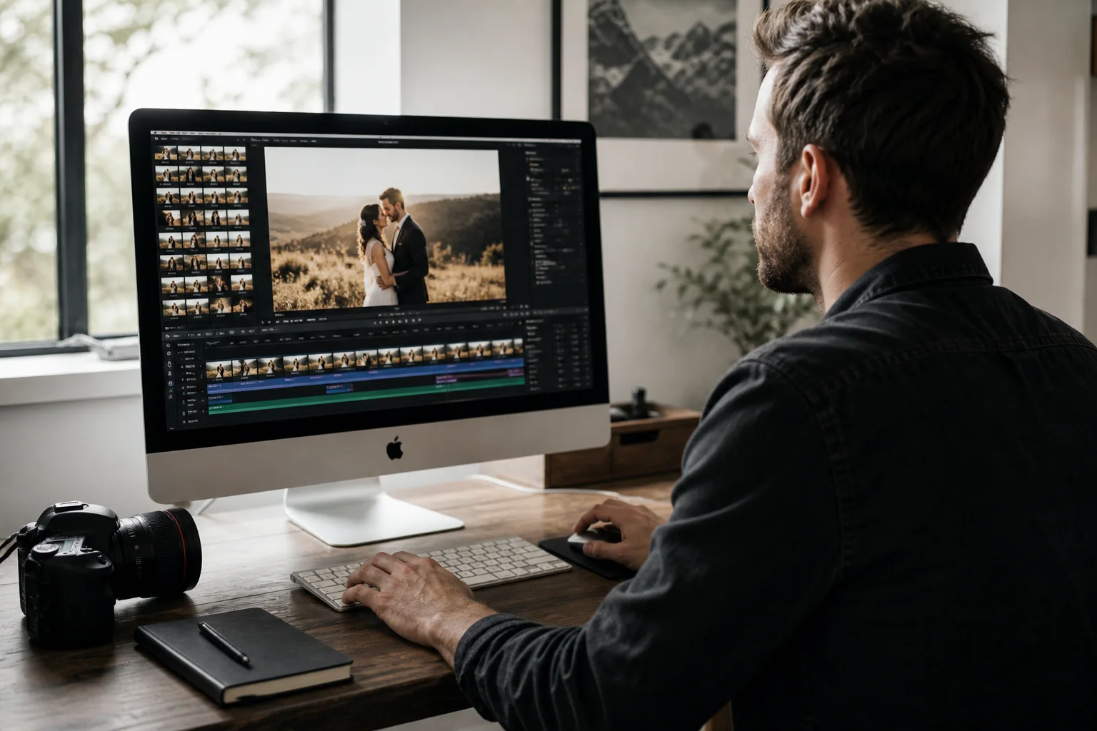An editor working at a desk